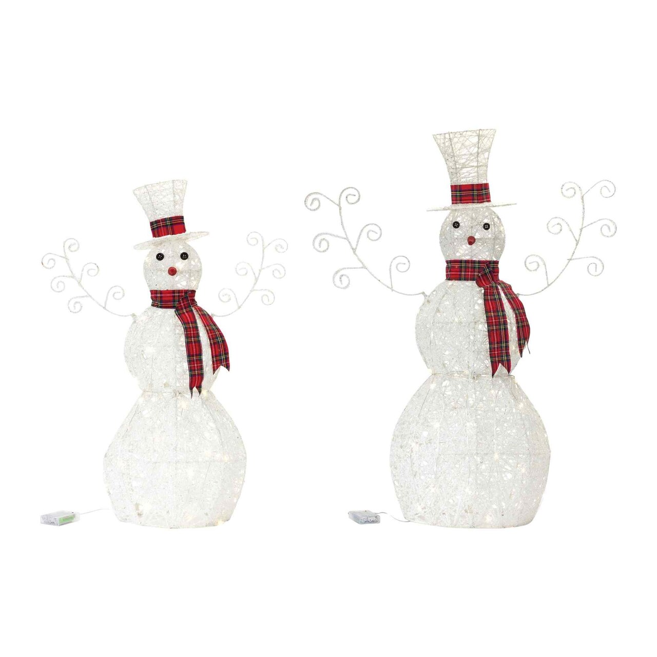 Melrose LED Lighted Snowman Christmas Tabletop Decorations - 36.5" - Set of 2